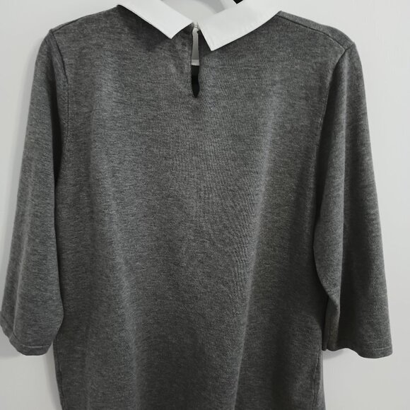 Marie-Claire 3/4 sleeves gray sweater with front print and strass size XL - Picture 4 of 5